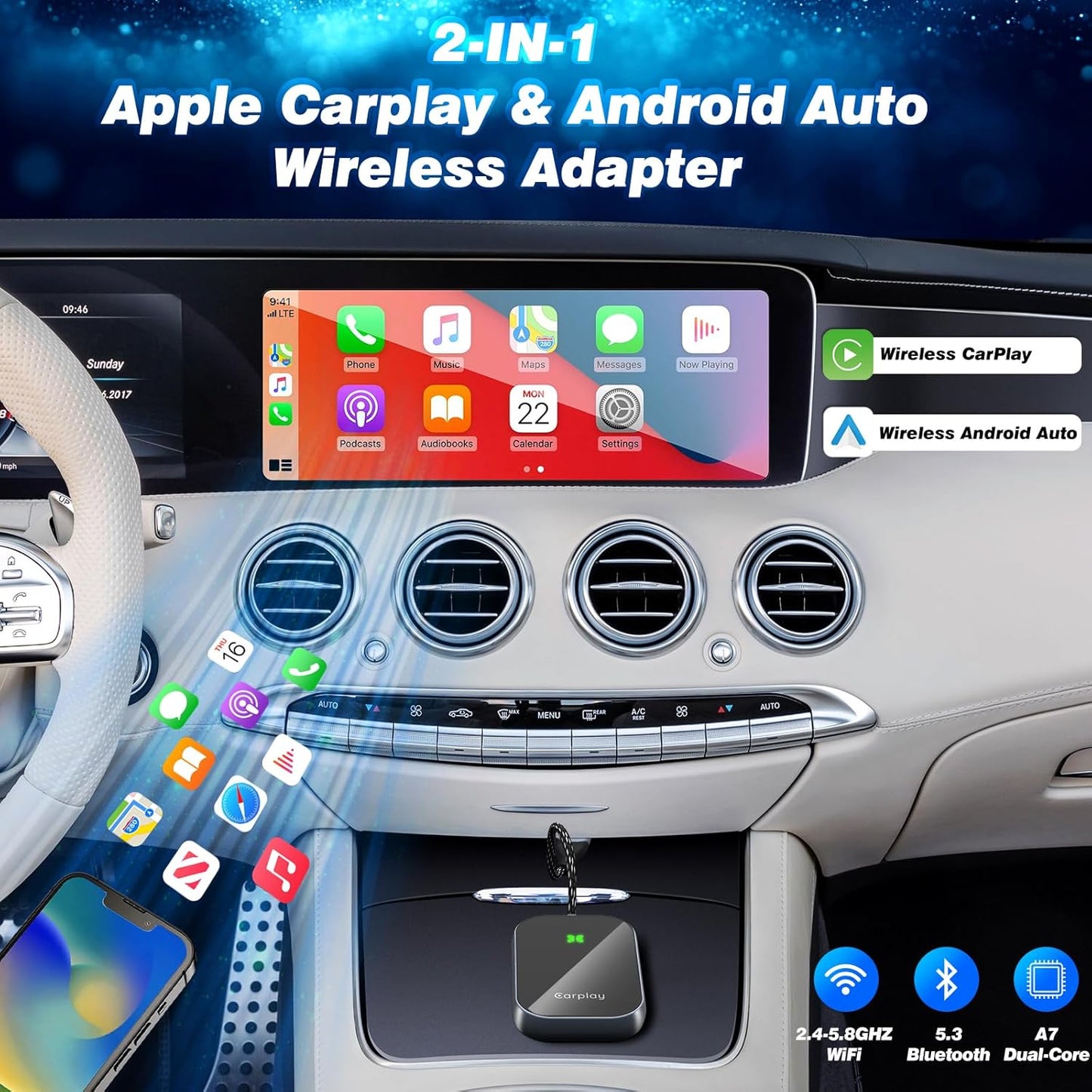 Ditch the Wires! Upgrade Your Ride with Our Plug & Play Wireless Carplay Adapter for iOS 10+ 🚗✨