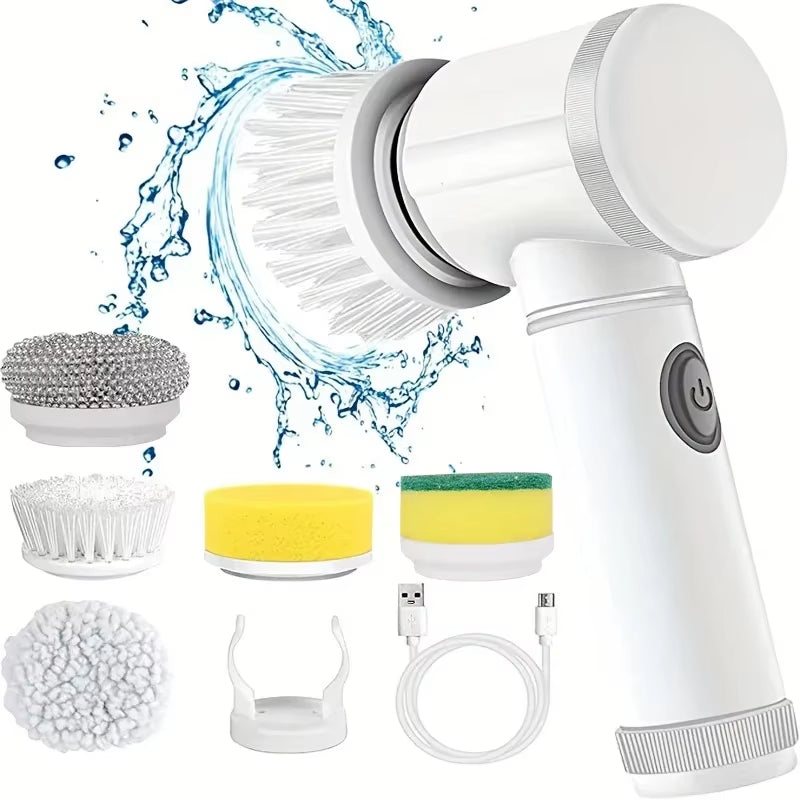 5 In1 Electric Spin Scrubber, Spin Scrubber with 5 Replaceable Brush Heads Bathroom Cleaning Brush,Power Electric Cleaning Brush