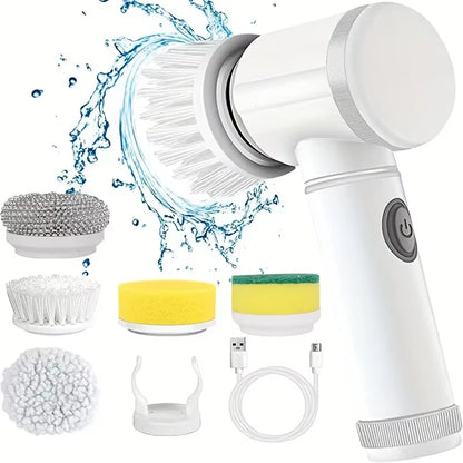 5 In1 Electric Spin Scrubber, Spin Scrubber with 5 Replaceable Brush Heads Bathroom Cleaning Brush,Power Electric Cleaning Brush