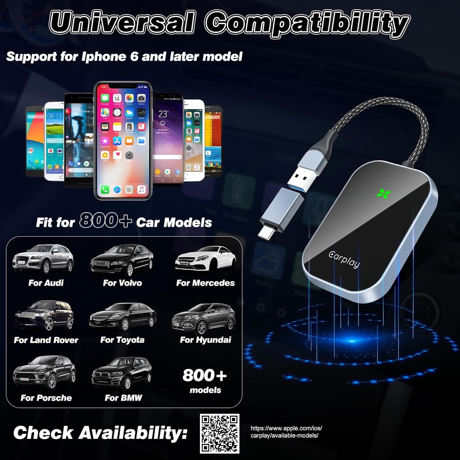 Ditch the Wires! Upgrade Your Ride with Our Plug & Play Wireless Carplay Adapter for iOS 10+ 🚗✨