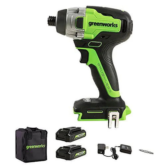 24V Brushless Cordless 1/4" Impact Driver Set + (2) USB Batteries & Charger 3803702AZ