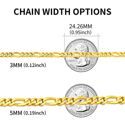 14K Gold Plated Italian 5MM Cut Figaro Necklace for Women Men, 925 Silver, Classic Style, Daily Wear, Valentine'S Day Birthday Party Gift (With Gift Box)