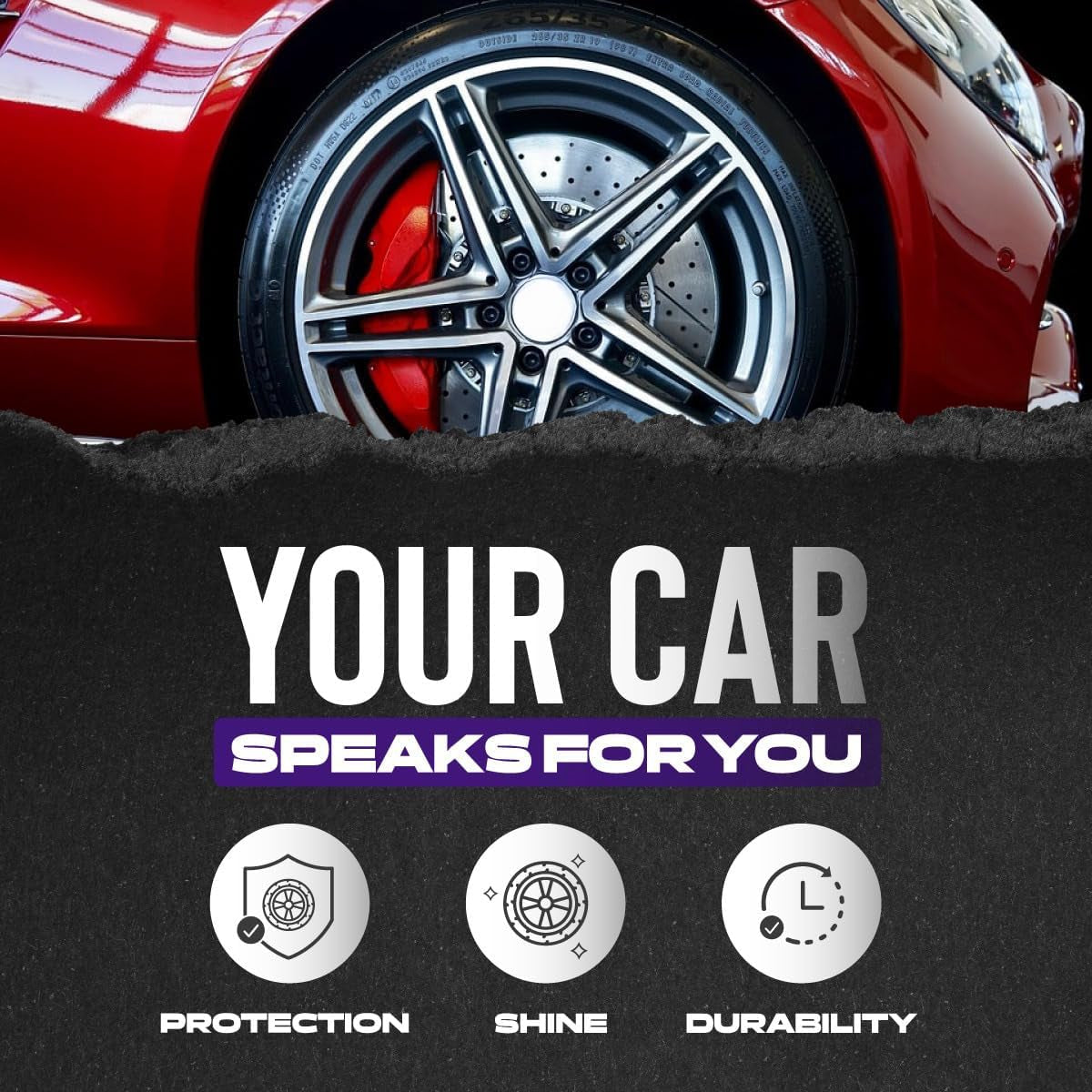 Untouchable Tireshine Spray Spray 4PK – Long-Lasting Wet Tire Finish for Deep Gloss & Protection – Waterproof, No-Sling Formula, Easy Application Tire Shine & Cleaner (52 Oz Total)