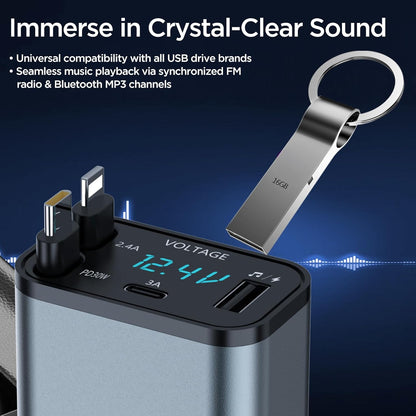 Power Up Your Ride! 🚗⚡️ Unleash the ultimate 5-in-1 Retractable Car Charger with Bluetooth 5.3 for hands-free calls, music, and dual cables for instant charging. Perfect for your phone, Galaxy, or Pixel! 🌟🔌 #CarEssentials #TechOnTheGo