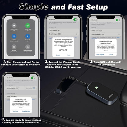 Ditch the Wires! Upgrade Your Ride with Our Plug & Play Wireless Carplay Adapter for iOS 10+ 🚗✨