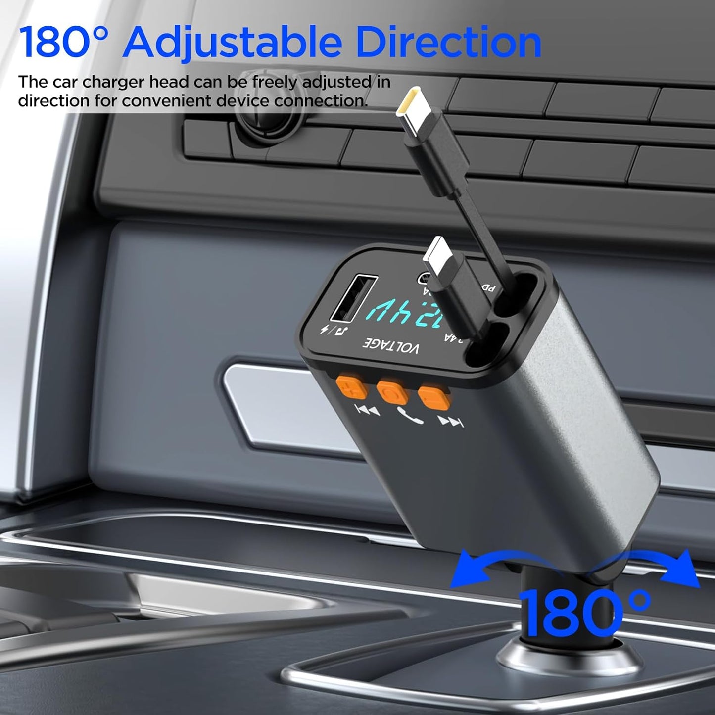 Power Up Your Ride! 🚗⚡️ Unleash the ultimate 5-in-1 Retractable Car Charger with Bluetooth 5.3 for hands-free calls, music, and dual cables for instant charging. Perfect for your phone, Galaxy, or Pixel! 🌟🔌 #CarEssentials #TechOnTheGo