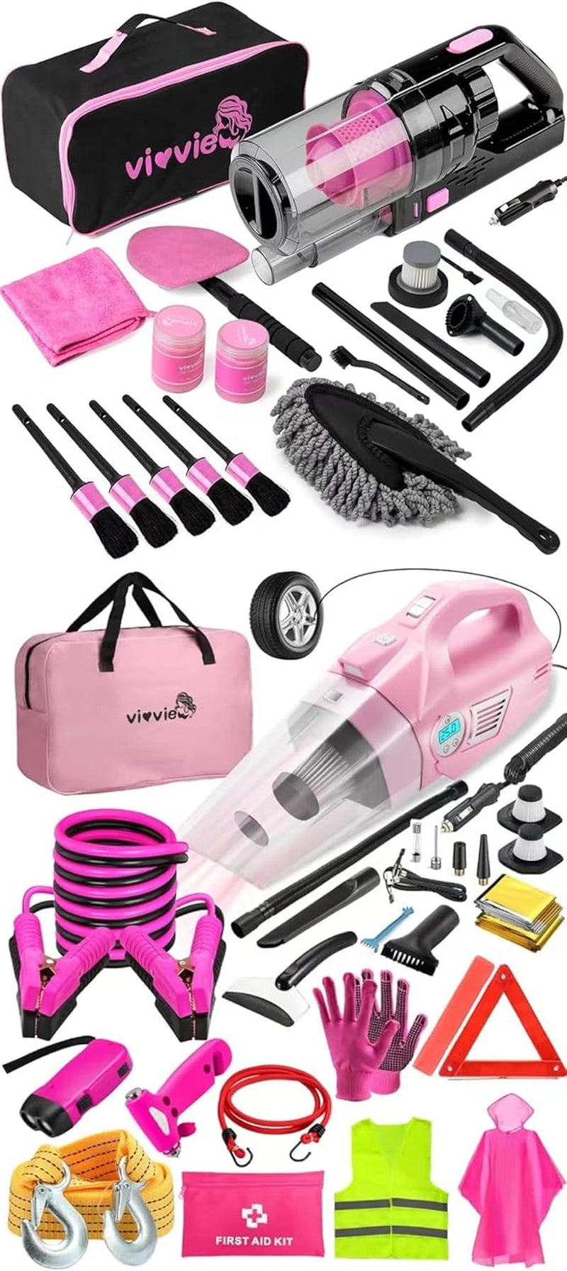 Revamp Your Ride: Ultimate 14PC Car Cleaning & 56PC Emergency Safety Kit! 🧼🚗💨