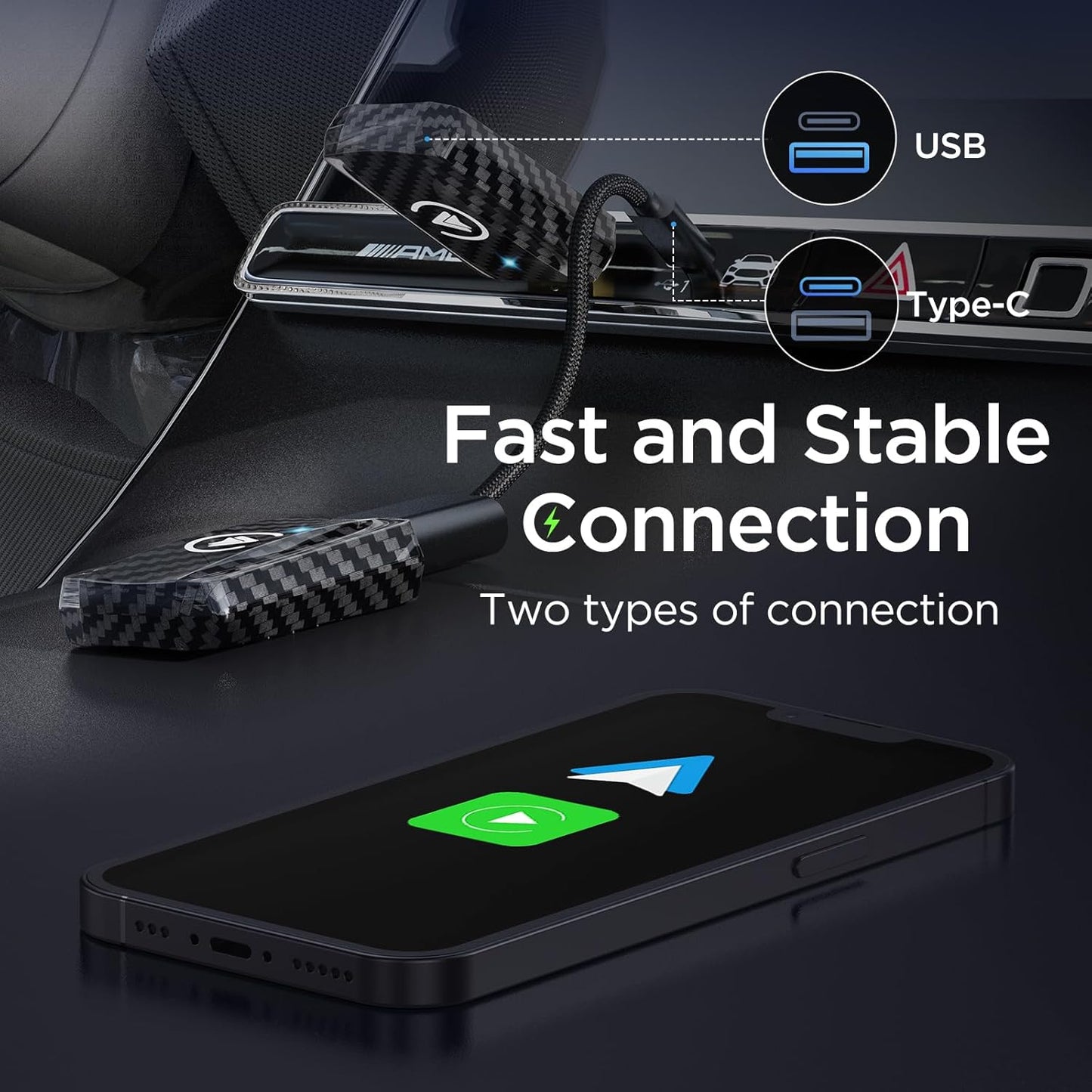 Transform Your Drive! 🚗✨ 2-in-1 Wireless CarPlay & Android Auto Adapter - Say Goodbye to Wires! Compatible with iPhones 🚀 iOS 12+ & Android 11+!