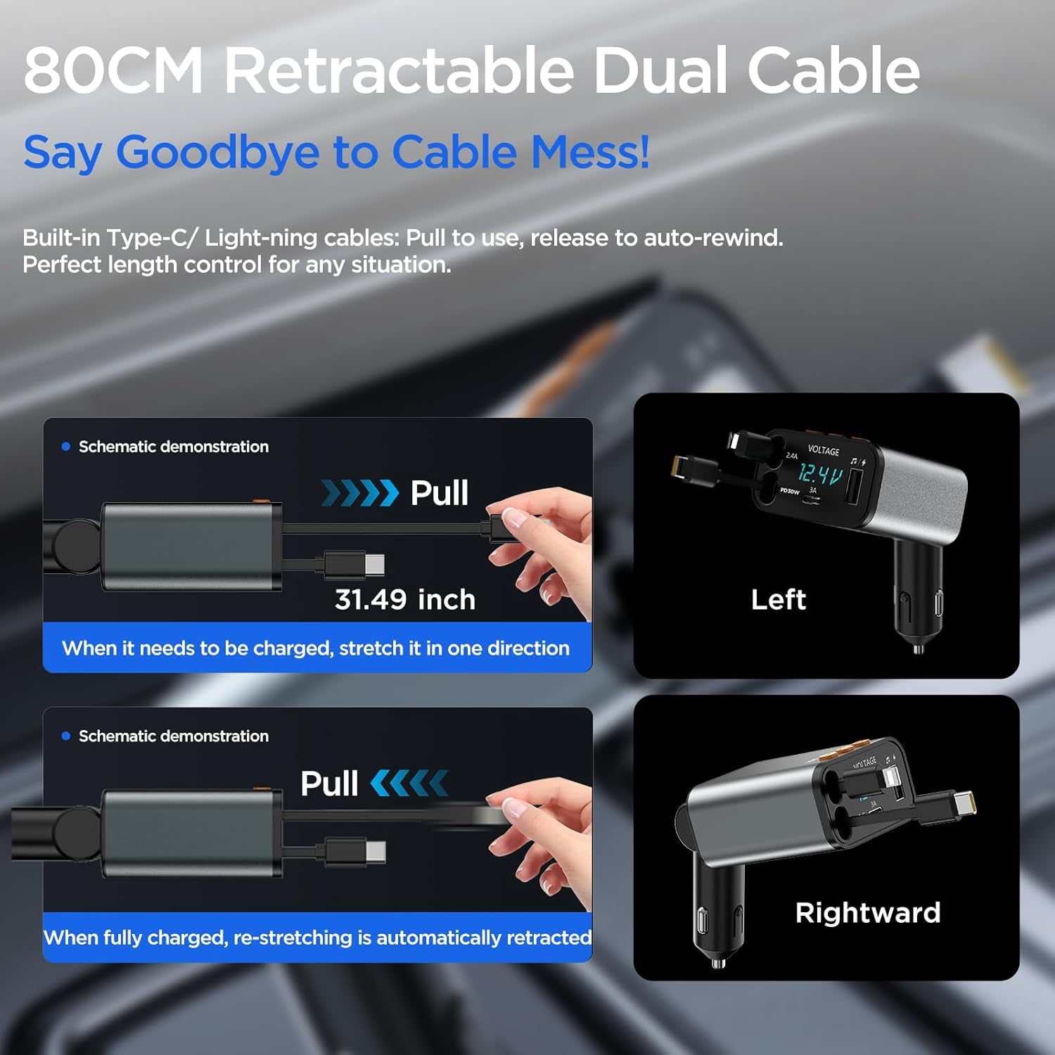 Power Up Your Ride! 🚗⚡️ Unleash the ultimate 5-in-1 Retractable Car Charger with Bluetooth 5.3 for hands-free calls, music, and dual cables for instant charging. Perfect for your phone, Galaxy, or Pixel! 🌟🔌 #CarEssentials #TechOnTheGo